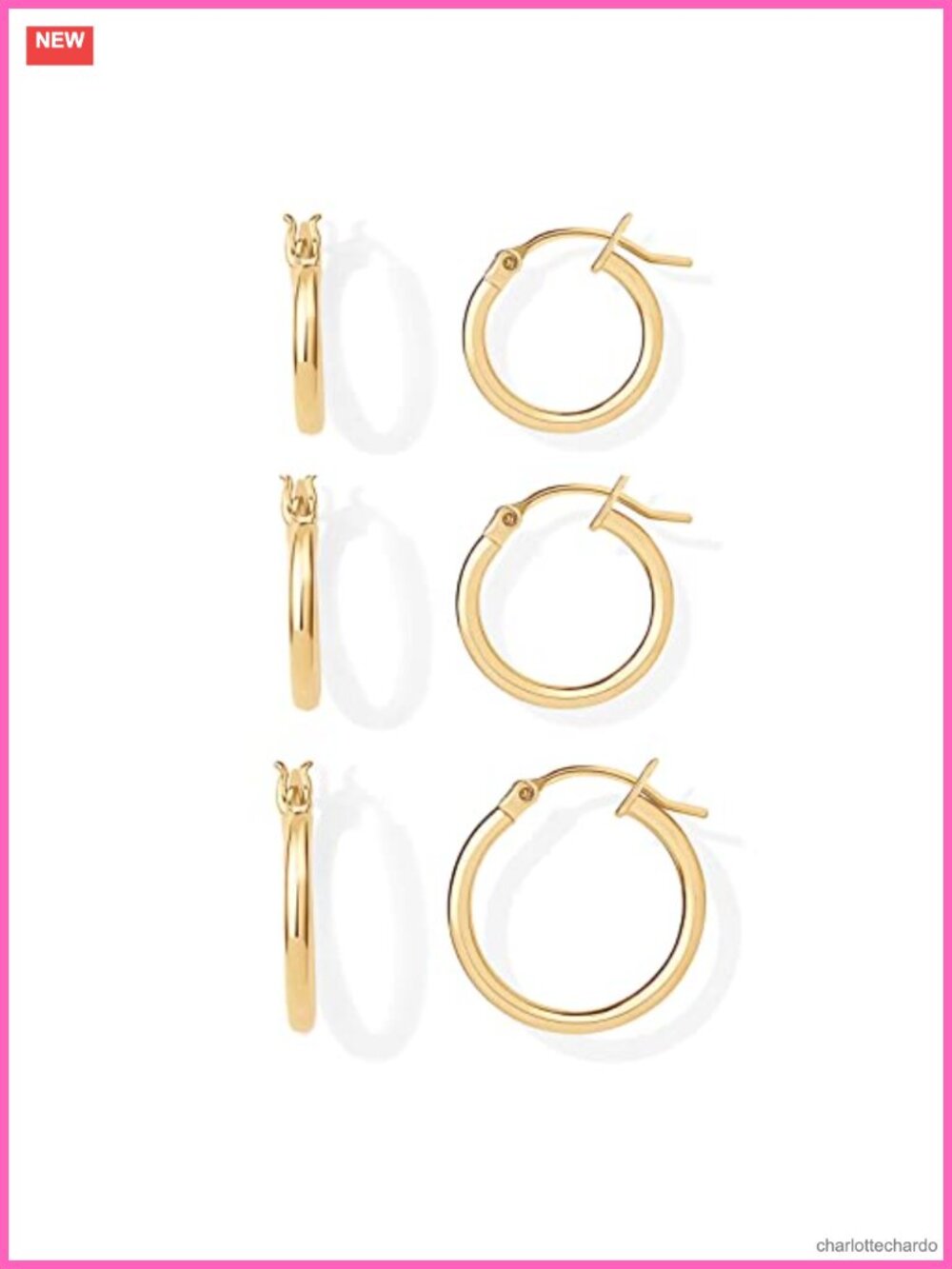 18K Gold Plated Small Huggie Hoop Earrings Set for Women, 3 Pairs,